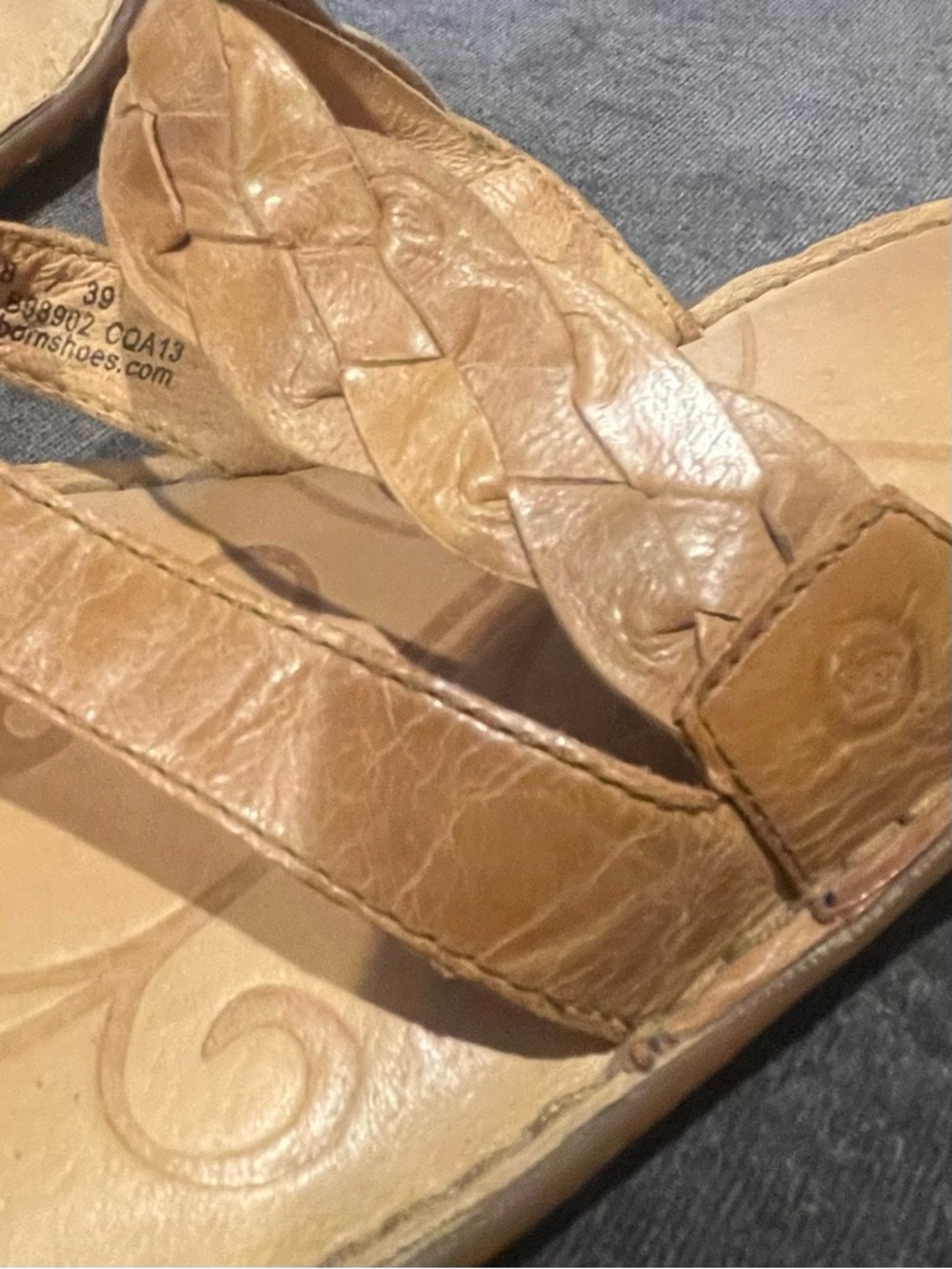 Born Women’s Brown Braided Leather Thong Sandals 38 - Picture 4 of 5